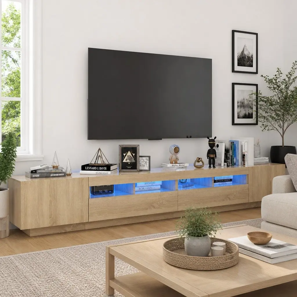 TV Cabinet Sonoma Oak RGB LED Lights 260x35x40cm