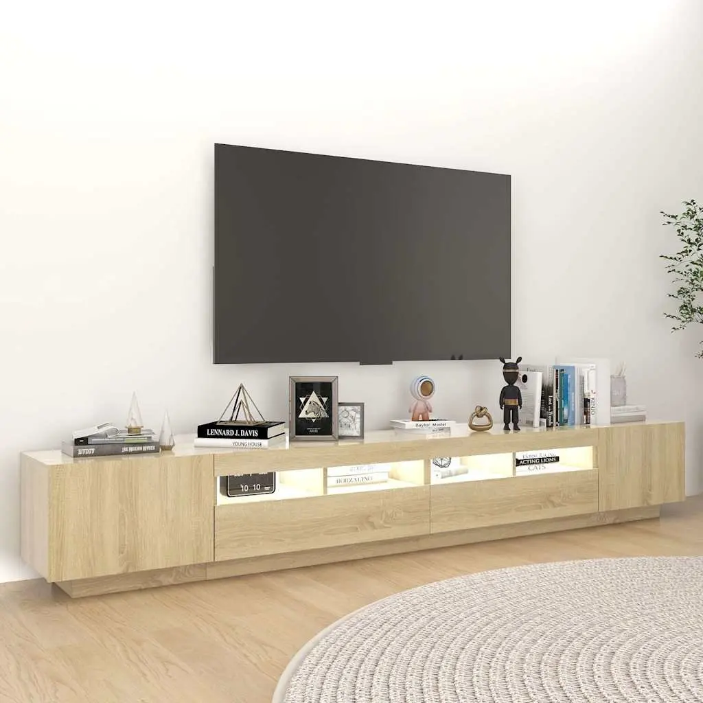 TV Cabinet Sonoma Oak RGB LED Lights 260x35x40cm
