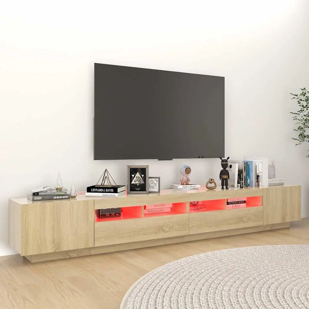 TV Cabinet Sonoma Oak RGB LED Lights 260x35x40cm