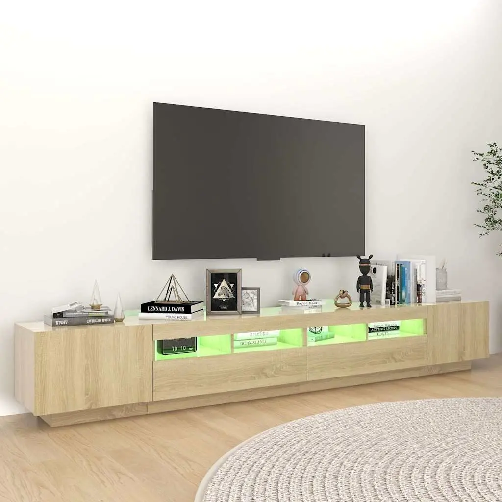 TV Cabinet Sonoma Oak RGB LED Lights 260x35x40cm