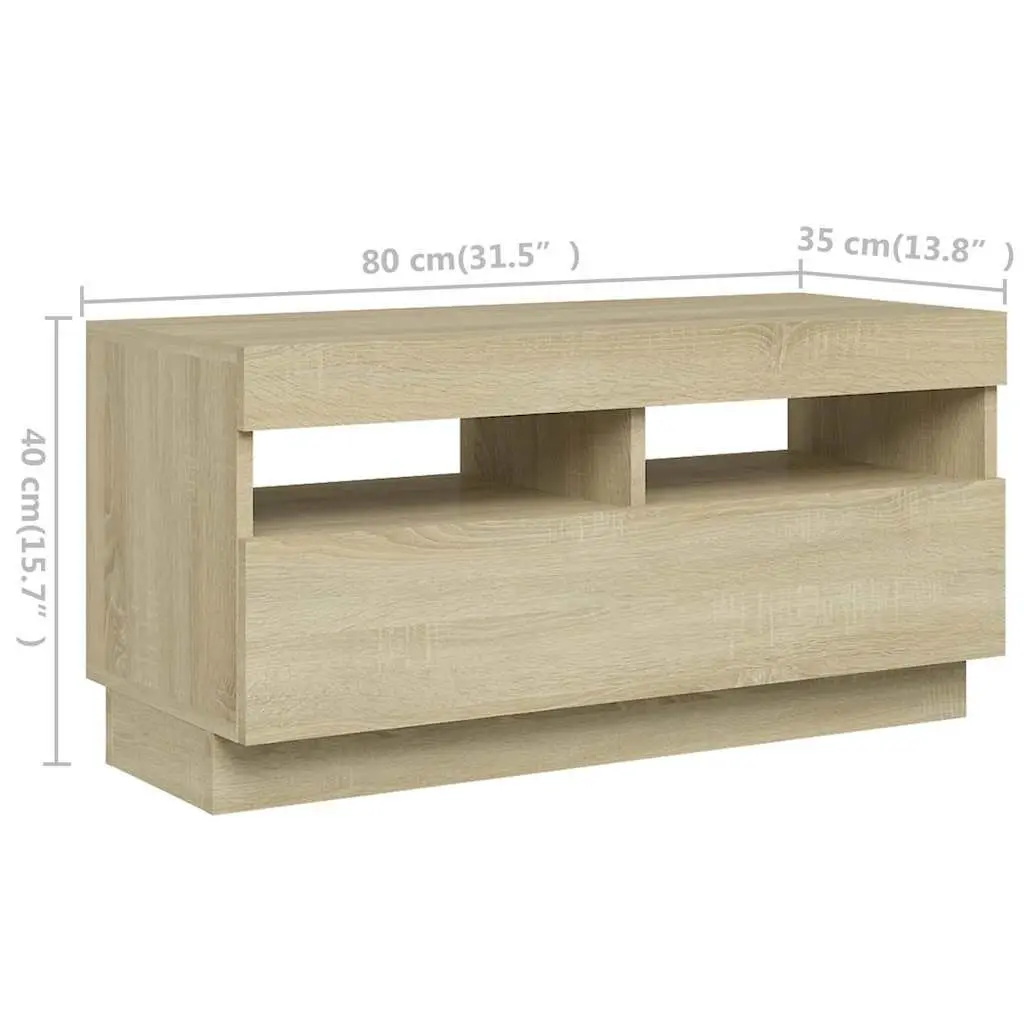 TV Cabinet Sonoma Oak RGB LED Lights 260x35x40cm