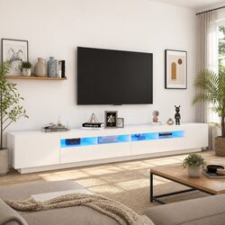 Stylish White 300cm TV Cabinet with LED Lighting