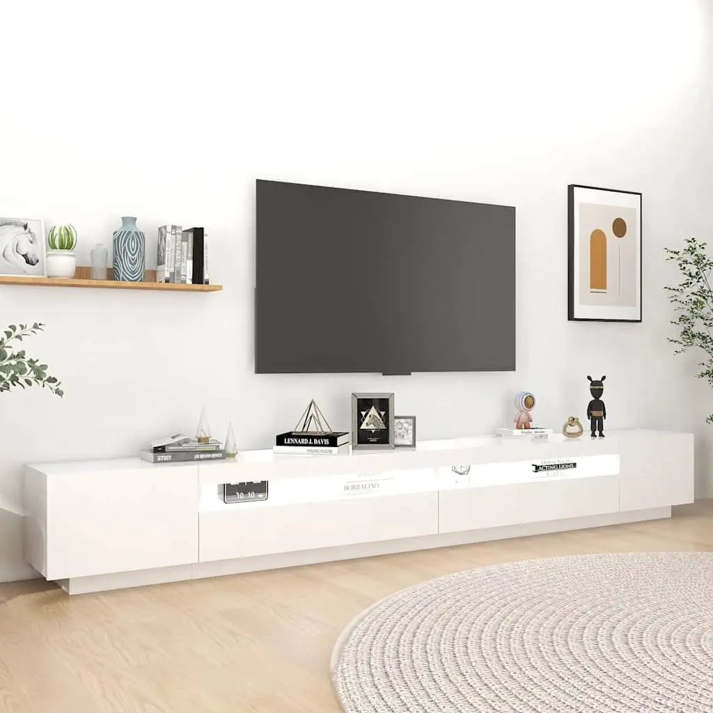 White 300cm TV Cabinet with LED Lighting
