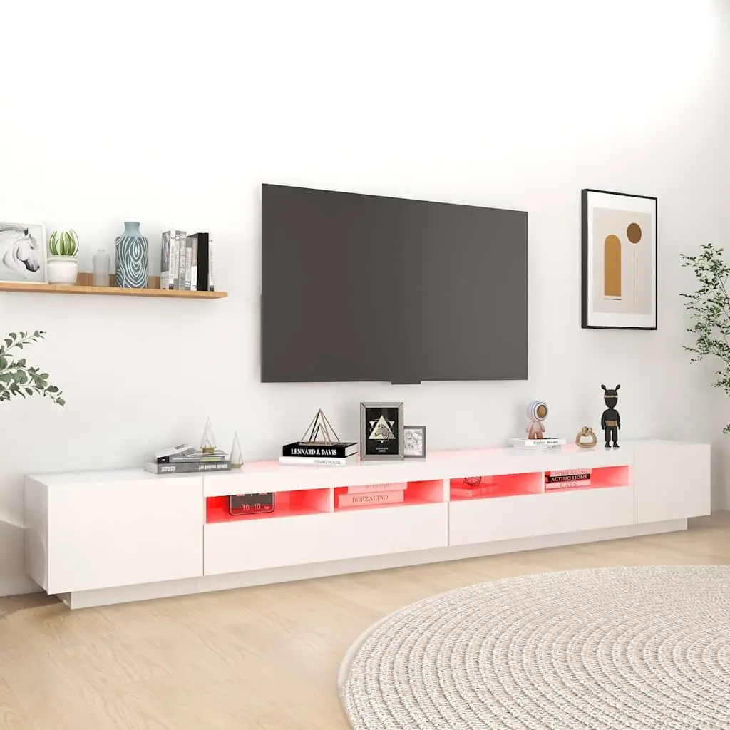 White 300cm TV Cabinet with LED Lighting