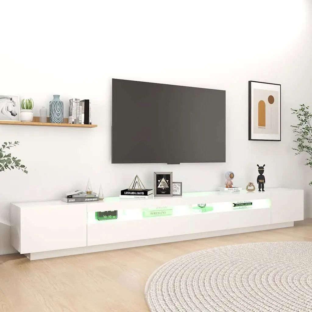 White 300cm TV Cabinet with LED Lighting