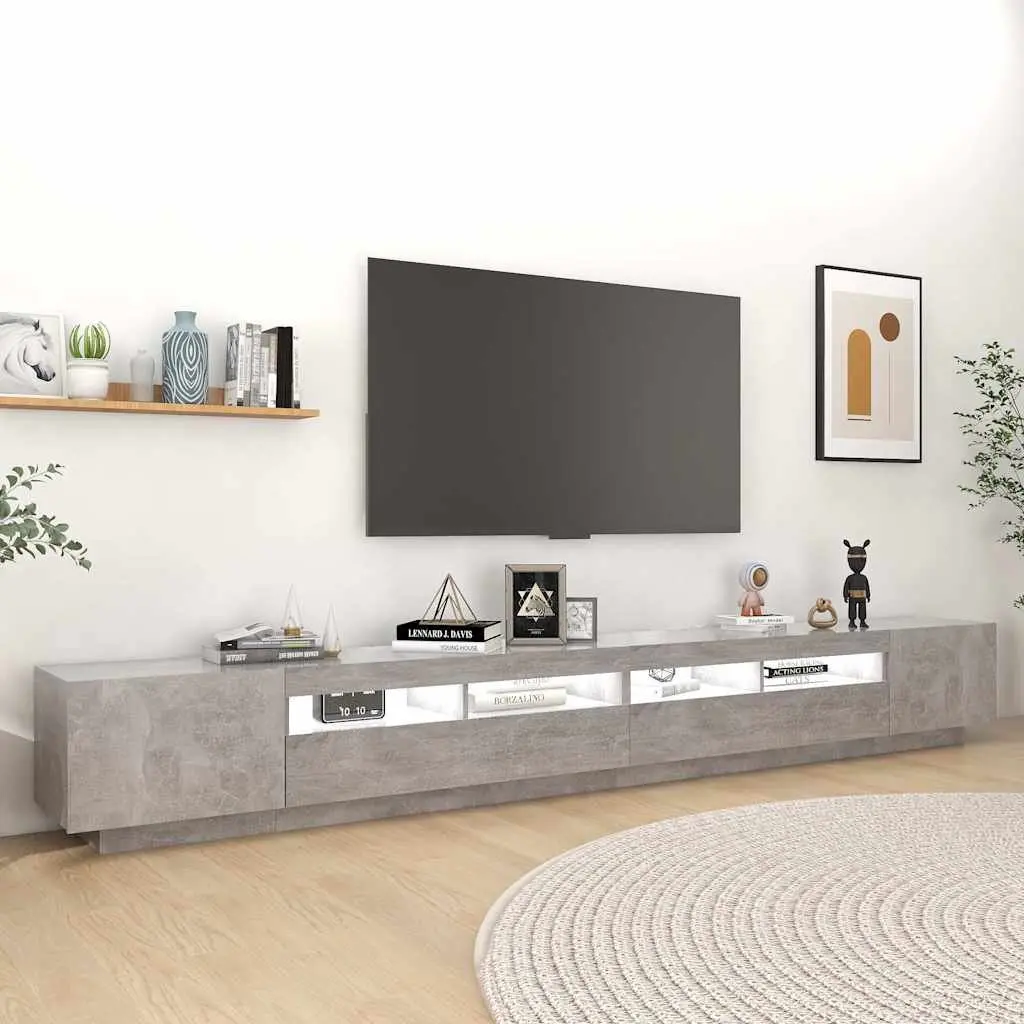 TV Cabinet RGB LED Lights Grey Modern Media Storage Unit 300 x 35 x 40 cm