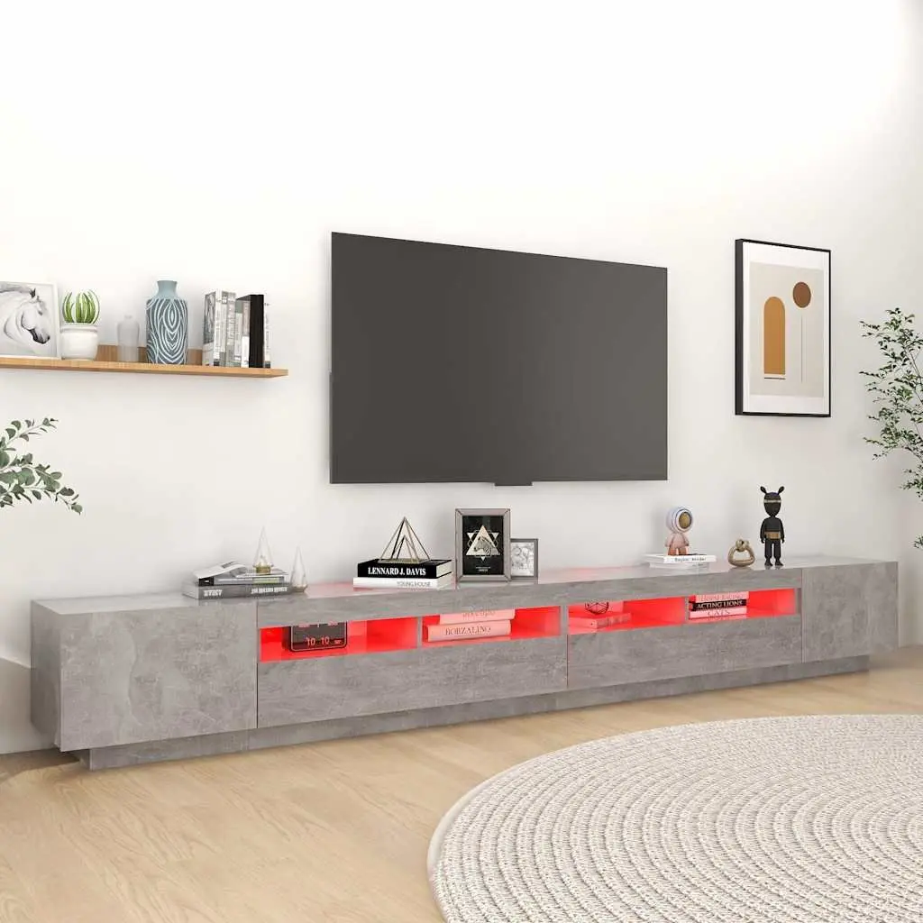 TV Cabinet RGB LED Lights Grey Modern Media Storage Unit 300 x 35 x 40 cm