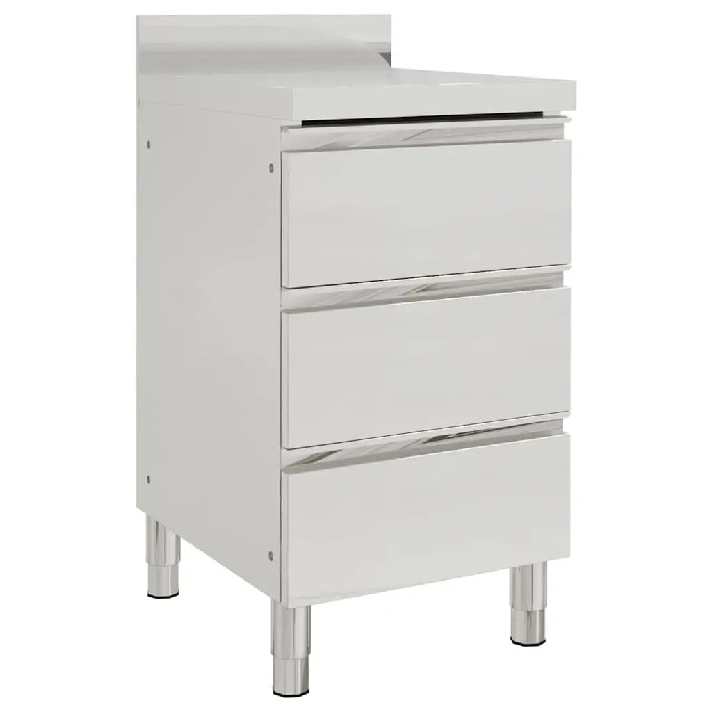 Commercial Kitchen Cabinet Stainless Steel 50 x 60 x 96 cm with 3 Drawers