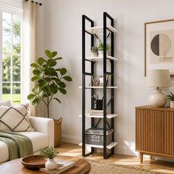 Durable 5-Tier Pinewood Book Cabinet for Modern Spaces