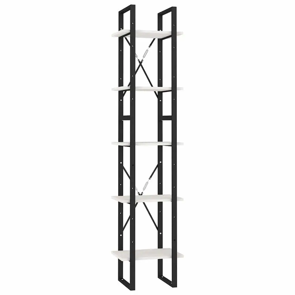 5-Tier Pinewood Book Cabinet Storage Display Unit White