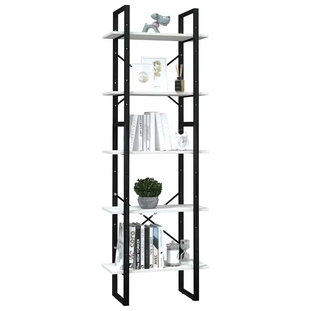 5-Tier Book Cabinet in White Pinewood