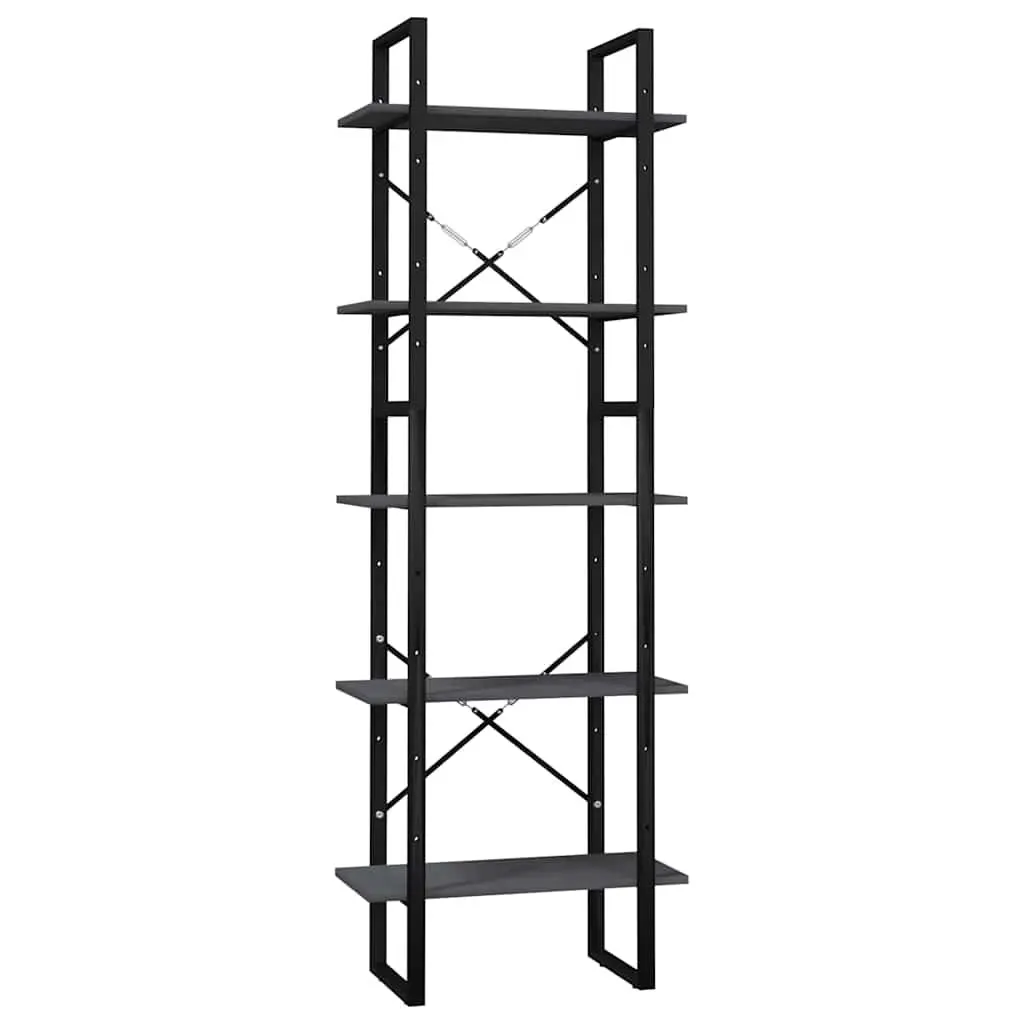5-Tier Book Cabinet in Grey Pinewood