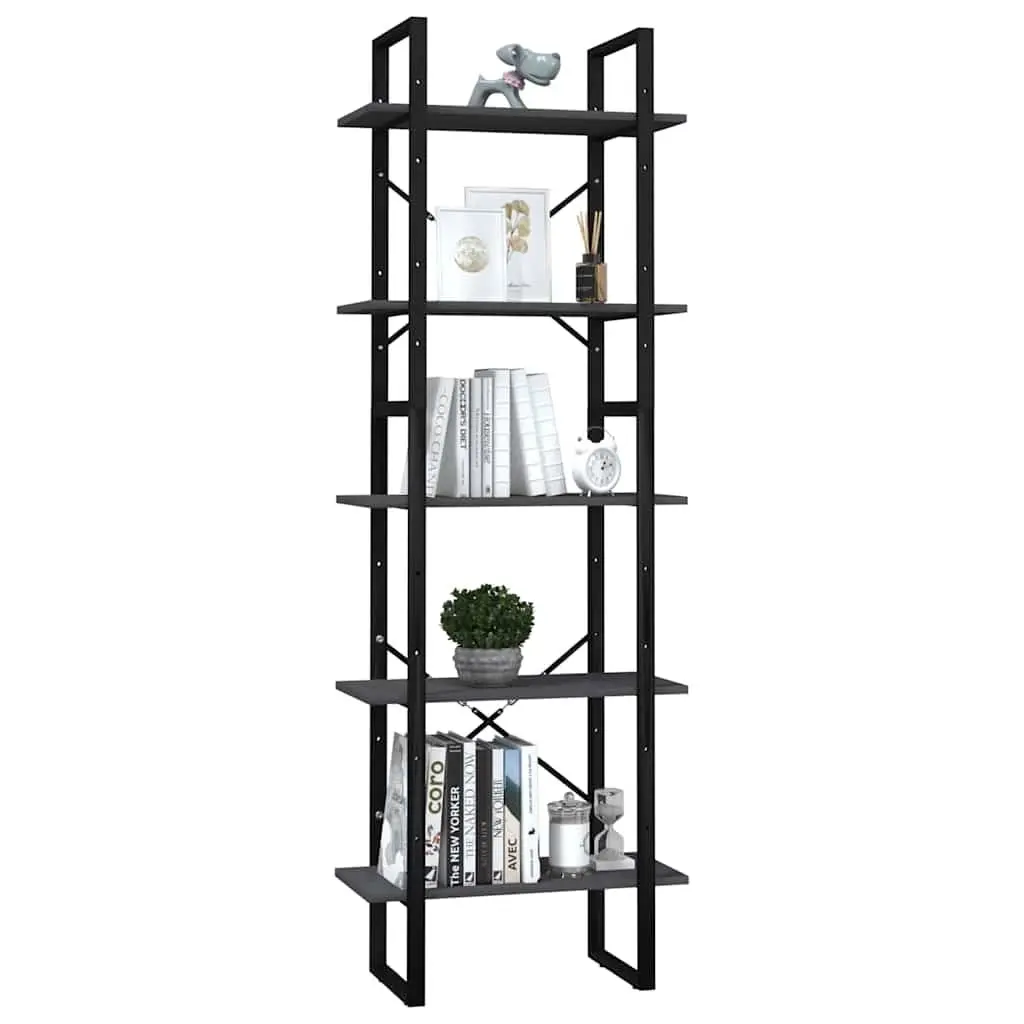 5-Tier Book Cabinet in Grey Pinewood