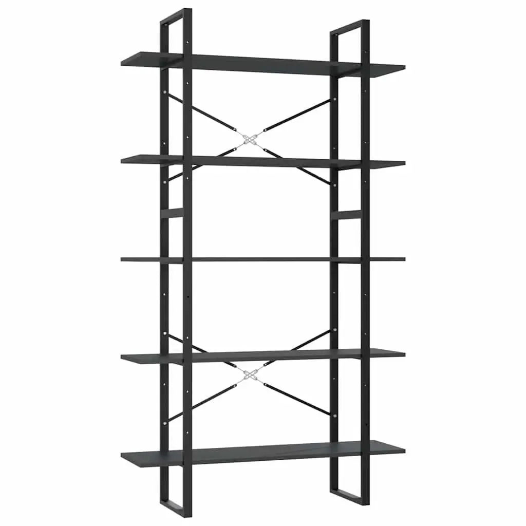 5-Tier Book Cabinet Engineered Wood Metal Frame 100W x 30D x 175H cm Grey