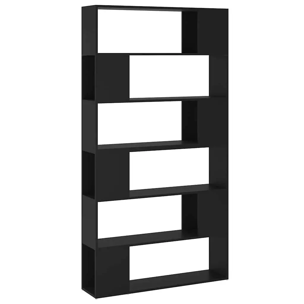 Black Book Cabinet Room Divider Shelving Unit Storage Organizer 100x24x188cm