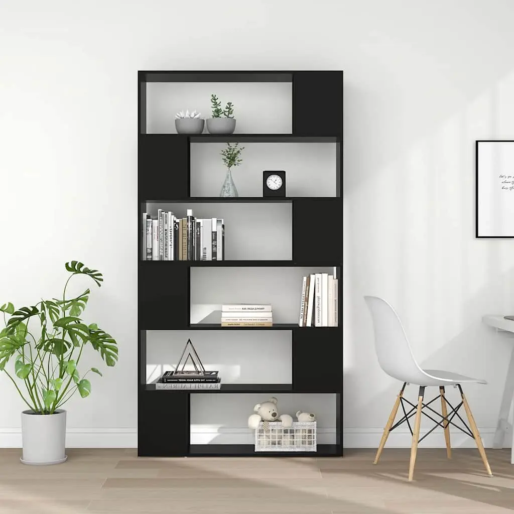 Black Book Cabinet Room Divider Shelving Unit Storage Organizer 100x24x188cm
