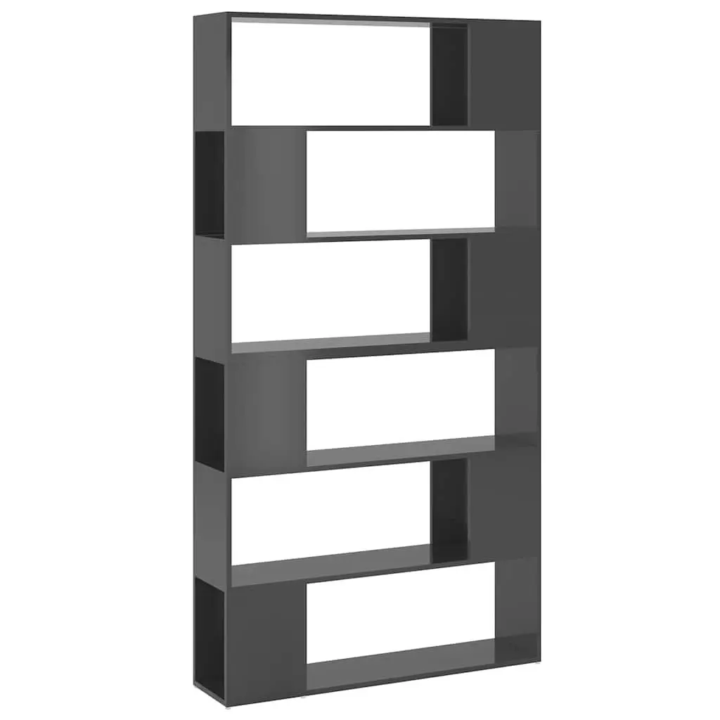 High Gloss Grey Book Cabinet Room Divider with Ample Storage
