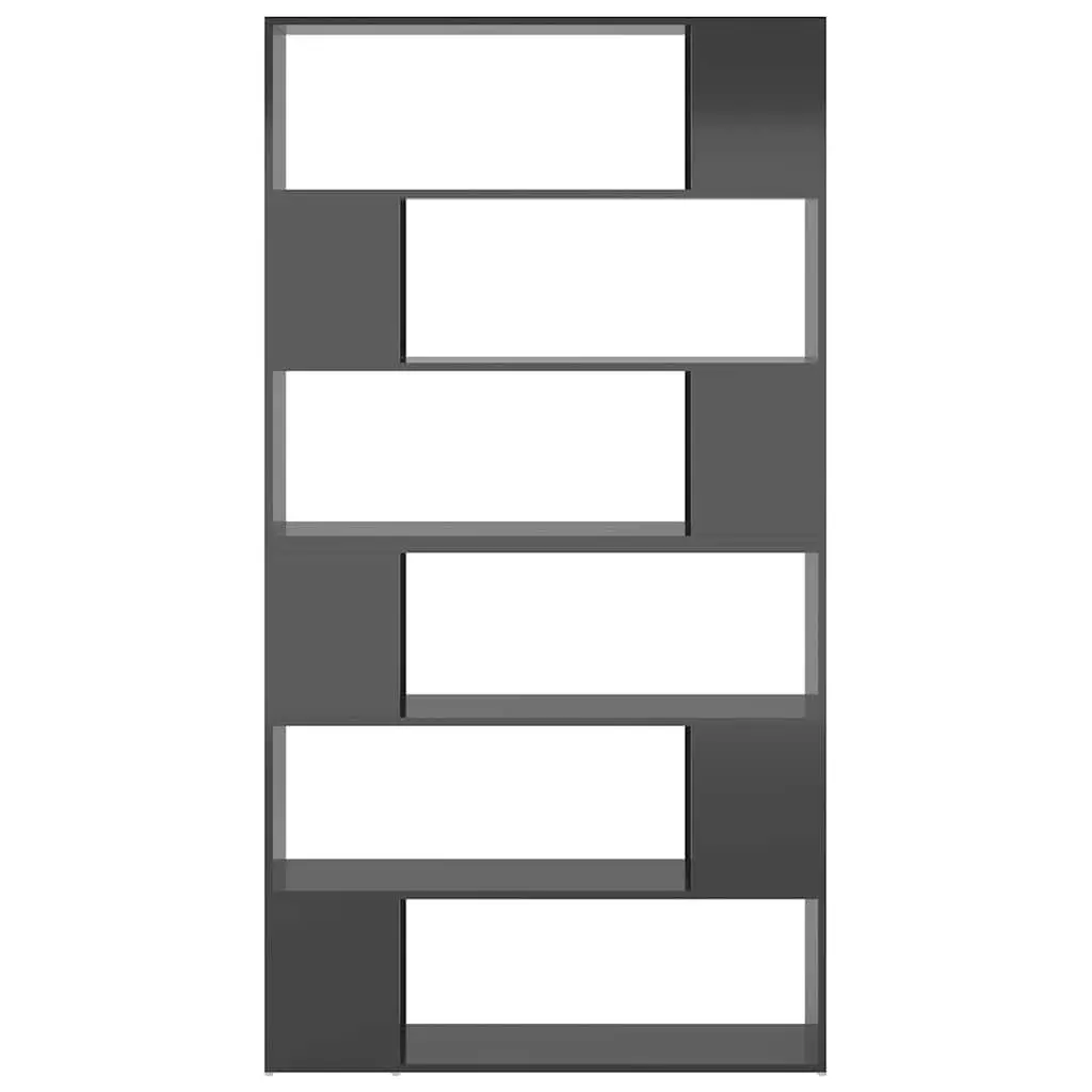 High Gloss Grey Book Cabinet Room Divider with Ample Storage