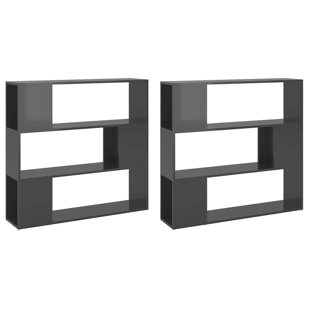 High Gloss Grey Book Cabinet Room Divider with Ample Storage