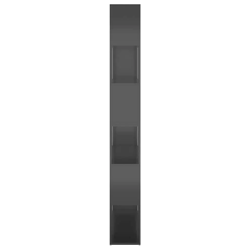 High Gloss Grey Book Cabinet Room Divider with Ample Storage