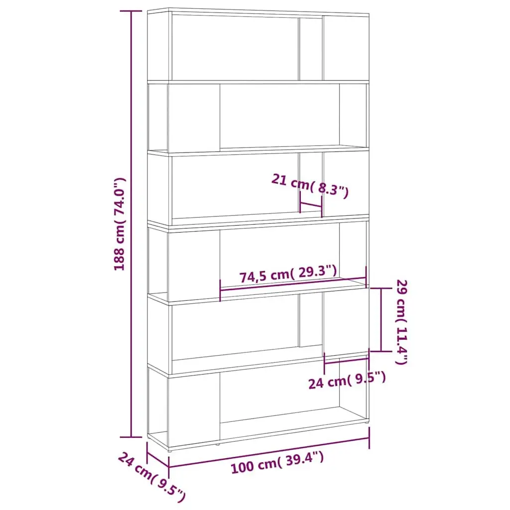 High Gloss Grey Book Cabinet Room Divider with Ample Storage