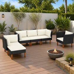 Durable 6 Piece Garden Lounge Set with Eucalyptus Wood