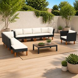 9 Piece Outdoor Lounge Set with Durable Frame and Cushions