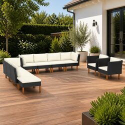 Premium 10 Piece Outdoor Garden Lounge Set in Black