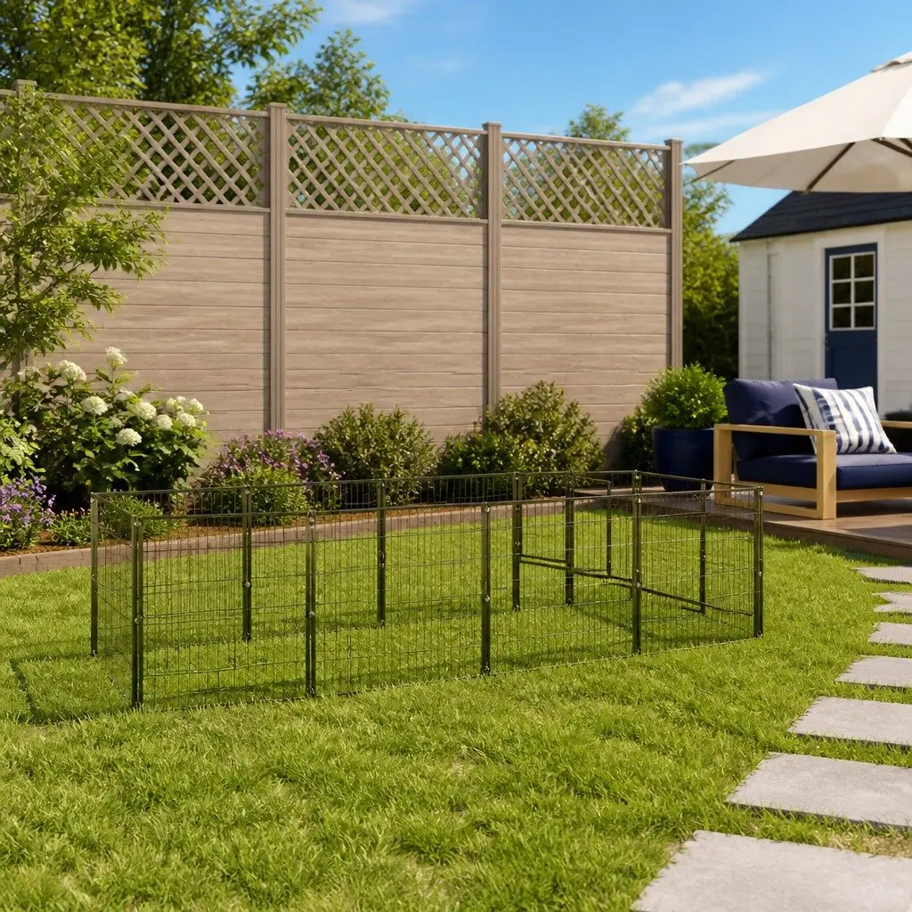 Dog Kennel Steel Wire Mesh 9 m² Outdoor Black Enclosure