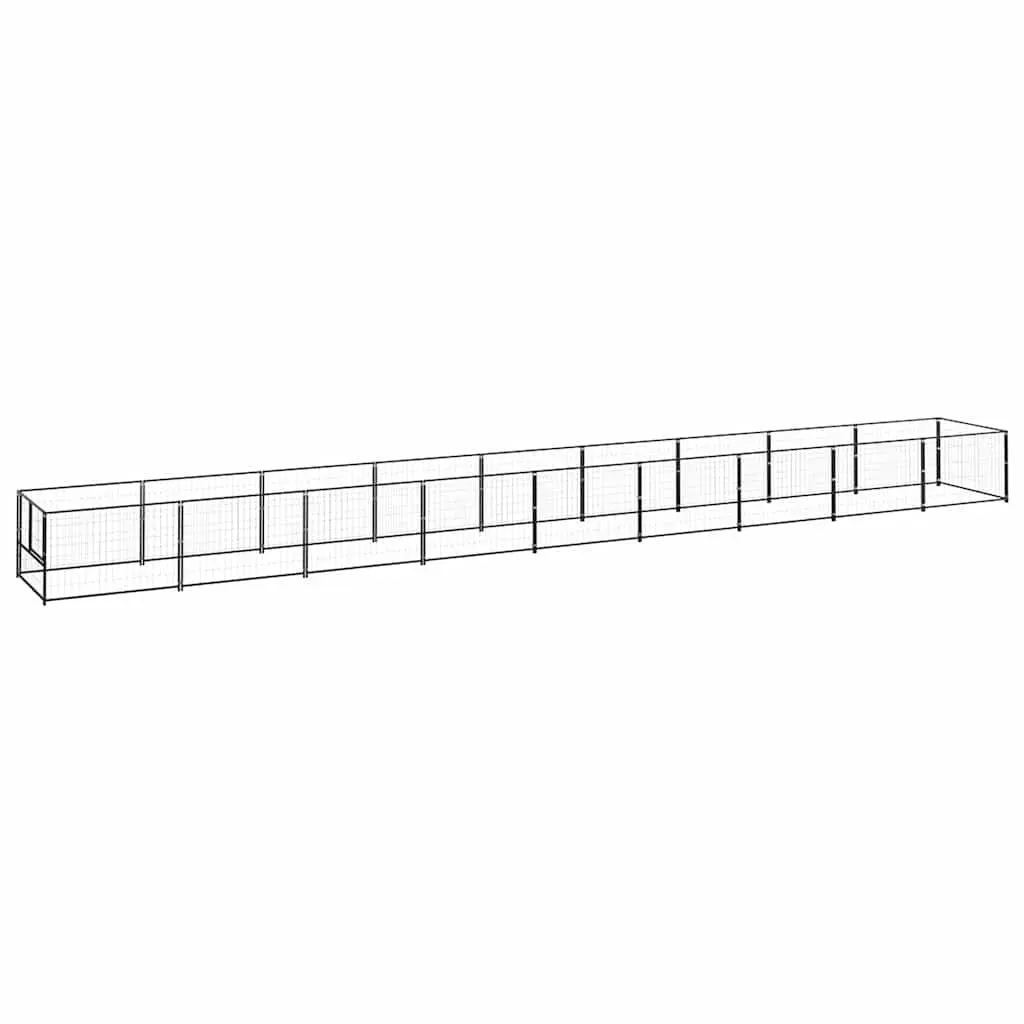 Dog Kennel Steel Wire Mesh 9 m² Outdoor Black Enclosure
