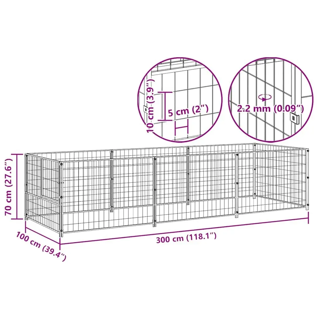 Steel Dog Kennel with Spacious 3m² Exercise Area