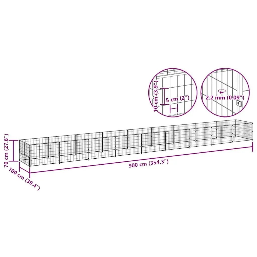 Dog Kennel Steel Wire Mesh 9m² Outdoor Exercise Run Silver
