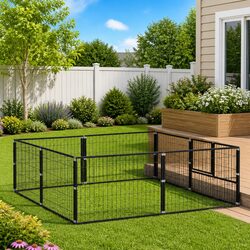 Large Outdoor Steel Wire Mesh Dog Kennel 4m² Black