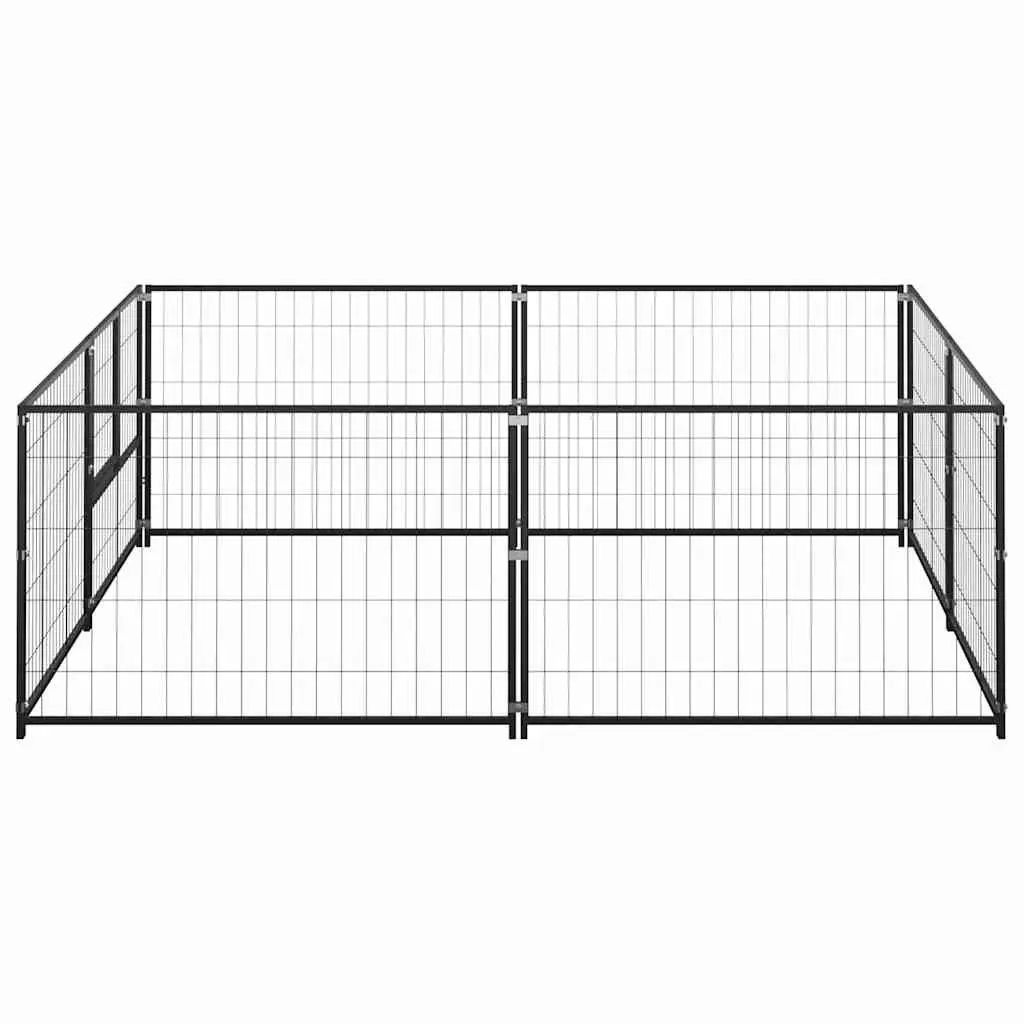 Large Outdoor Steel Wire Mesh Dog Kennel 4m² Black