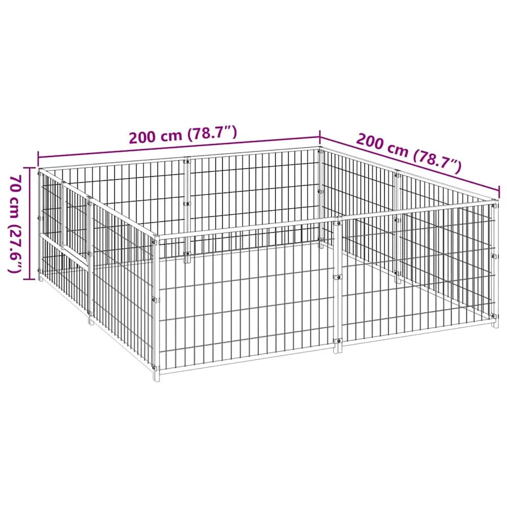 Large Outdoor Steel Wire Mesh Dog Kennel 4m² Black