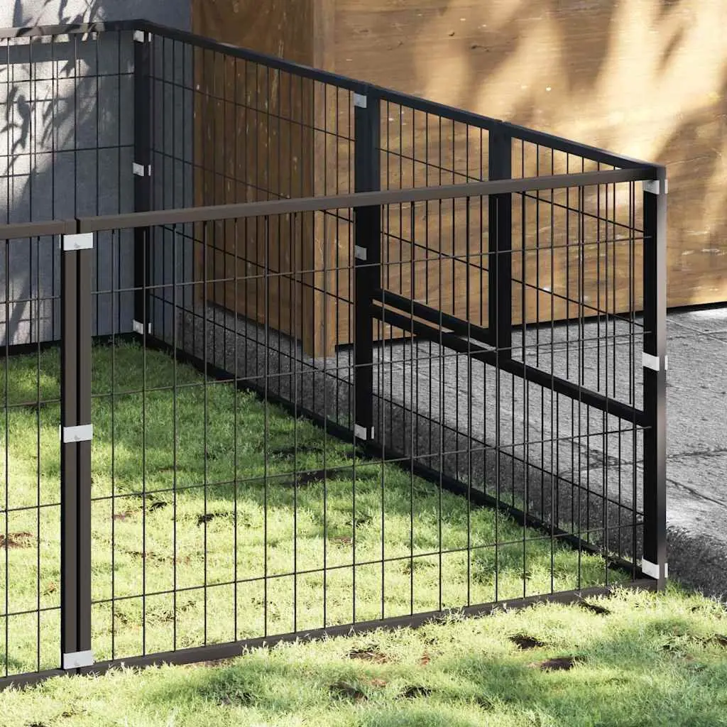 Dog Kennel Steel Large Outdoor Black Enclosure Pet Run Exercise Play Area