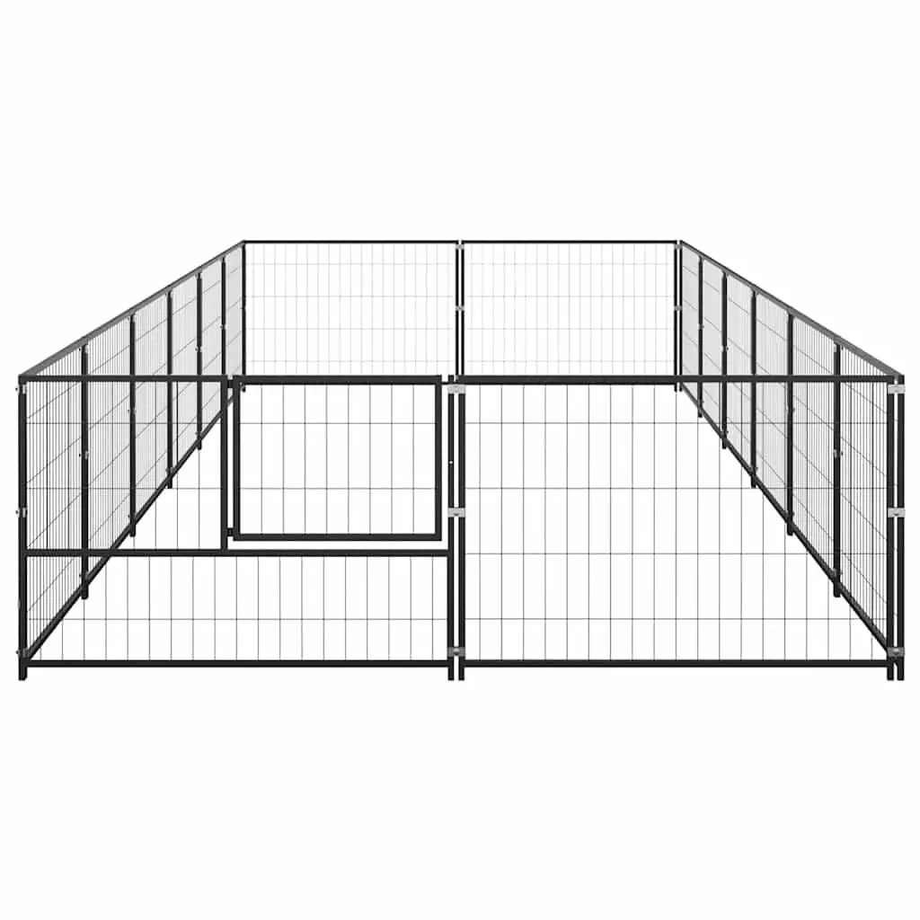 Dog Kennel Steel 12m² Black Outdoor Pet Enclosure Run Play Pen