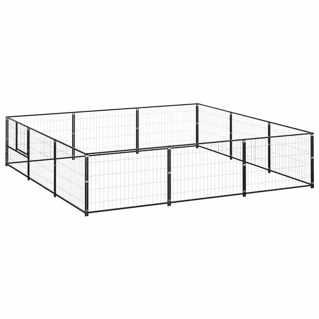 Dog Kennel Steel Wire Mesh 9m² Black Outdoor Enclosure Large Run
