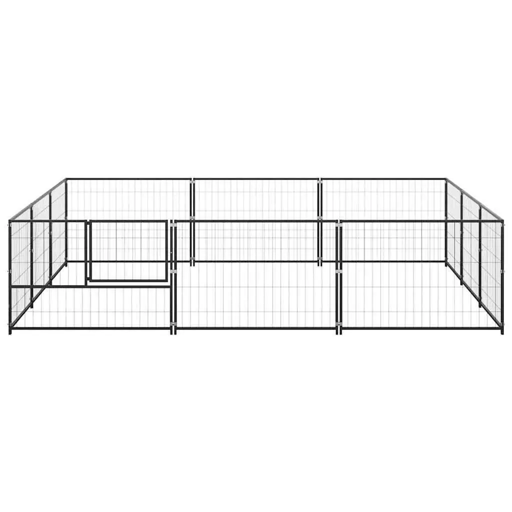 Dog Kennel Steel Wire Mesh 9m² Black Outdoor Enclosure Large Run