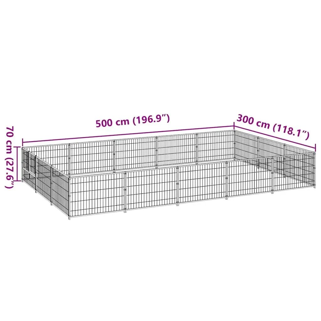 Dog Kennel Steel Wire Mesh Large Black