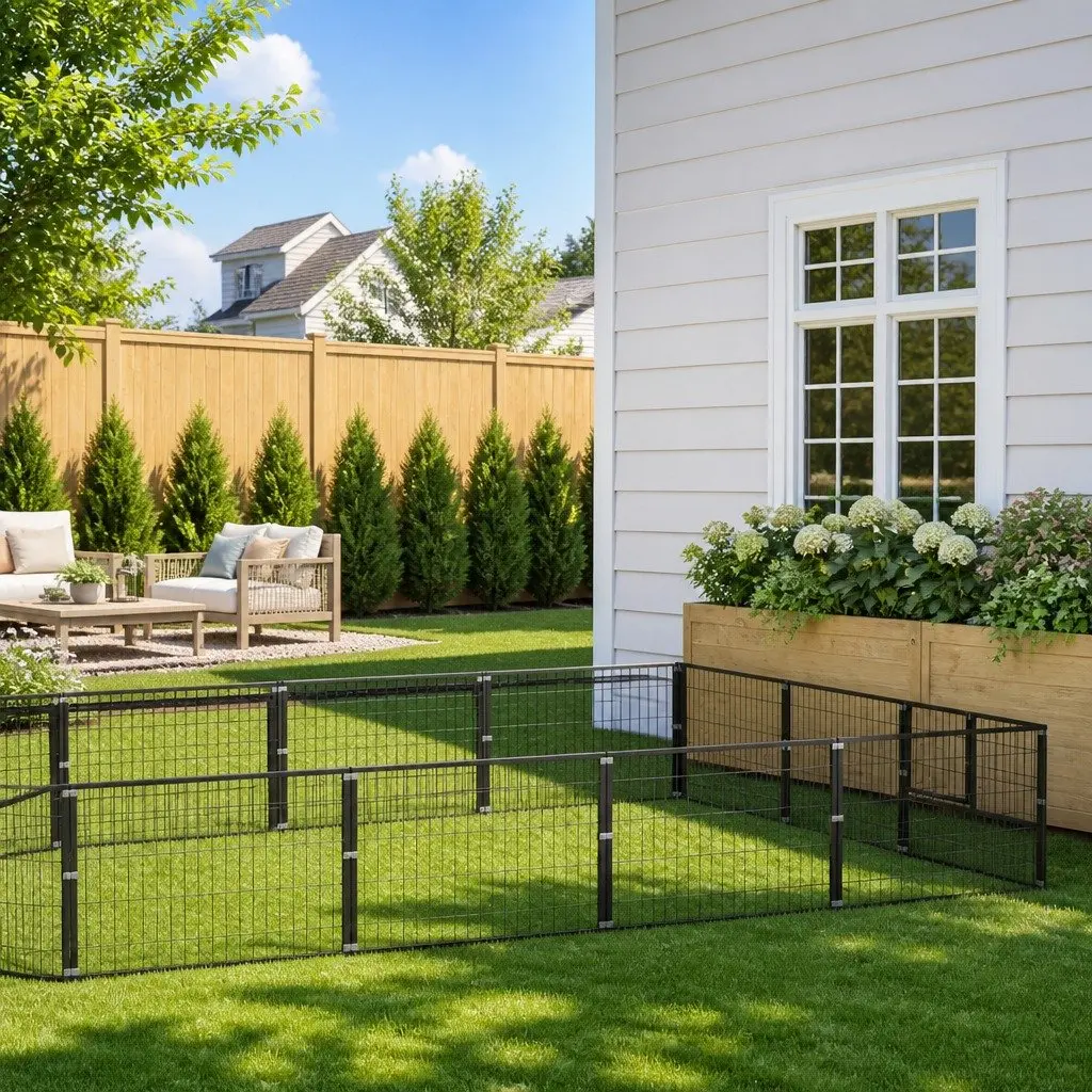 Dog Kennel Steel Wire Mesh 27 m² Outdoor Black Enclosure