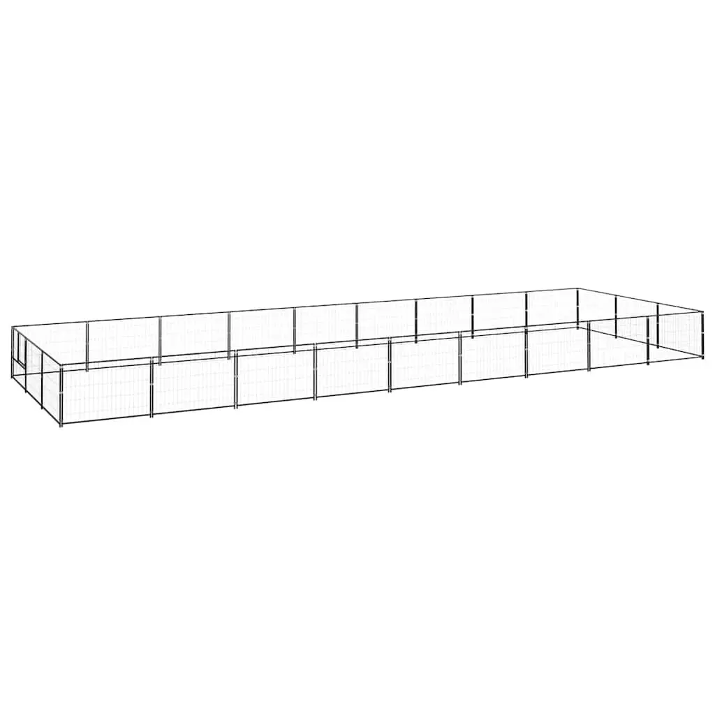 Dog Kennel Steel Wire Mesh 27 m² Outdoor Black Enclosure