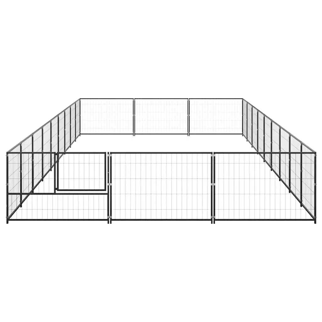 Dog Kennel Steel Wire Mesh 27 m² Outdoor Black Enclosure