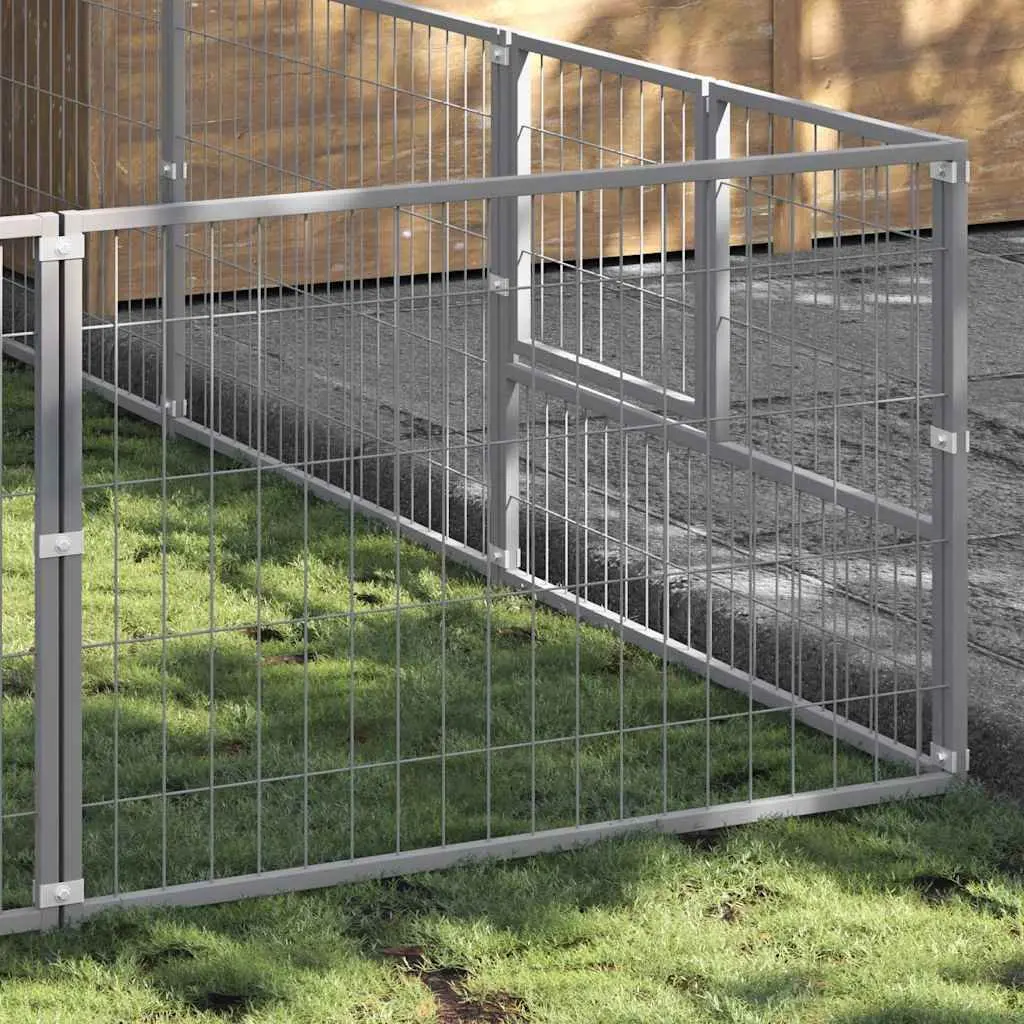 Dog Kennel Steel Wire Mesh 27 m² Silver Outdoor Play Enclosure Exercise Cage