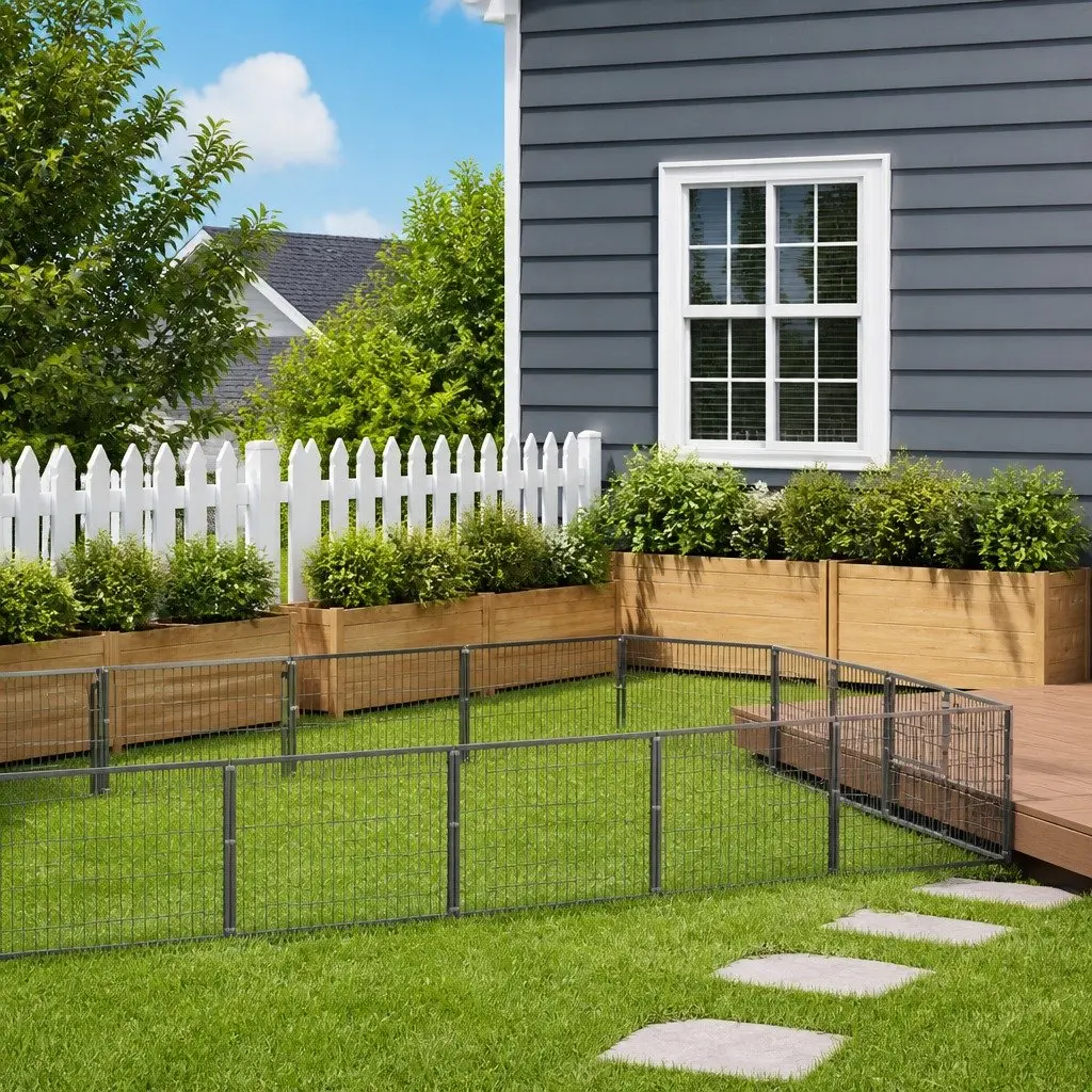 Large Steel Wire Mesh Dog Kennel Outdoor Enclosure