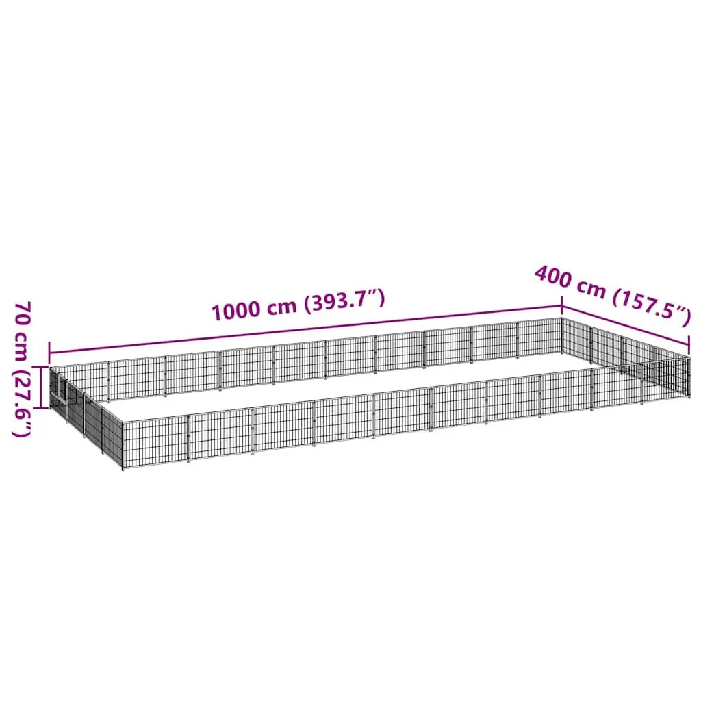 Outdoor Dog Kennel 40 m² Steel Wire Mesh Enclosure