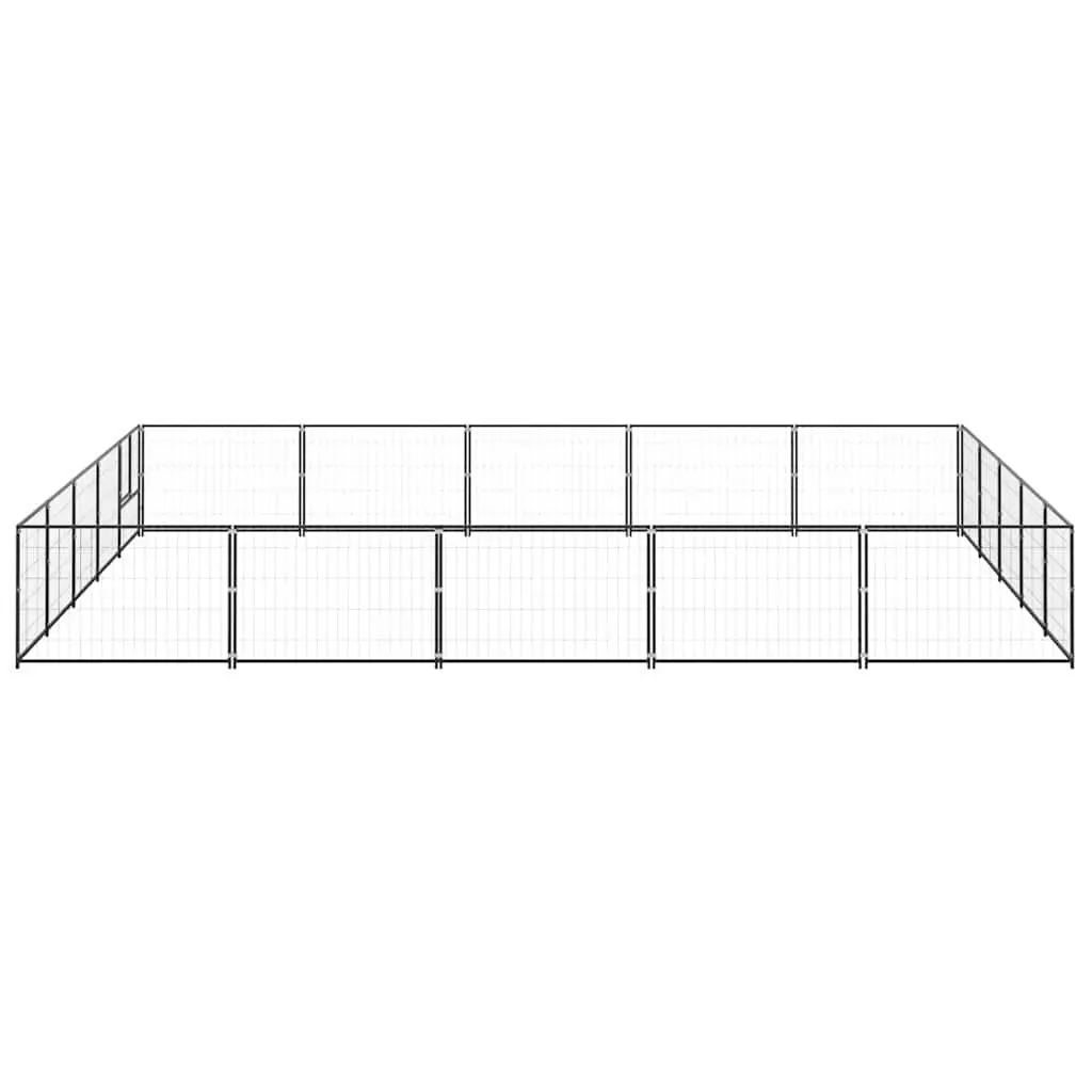 Dog Kennel Steel 25 m² Black