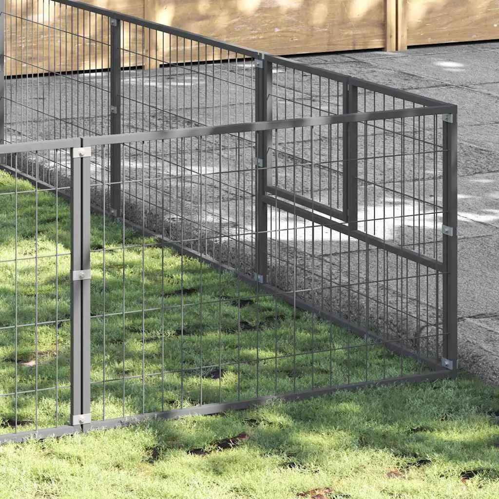 Silver Steel Wire Mesh Dog Kennel Outdoor Cage