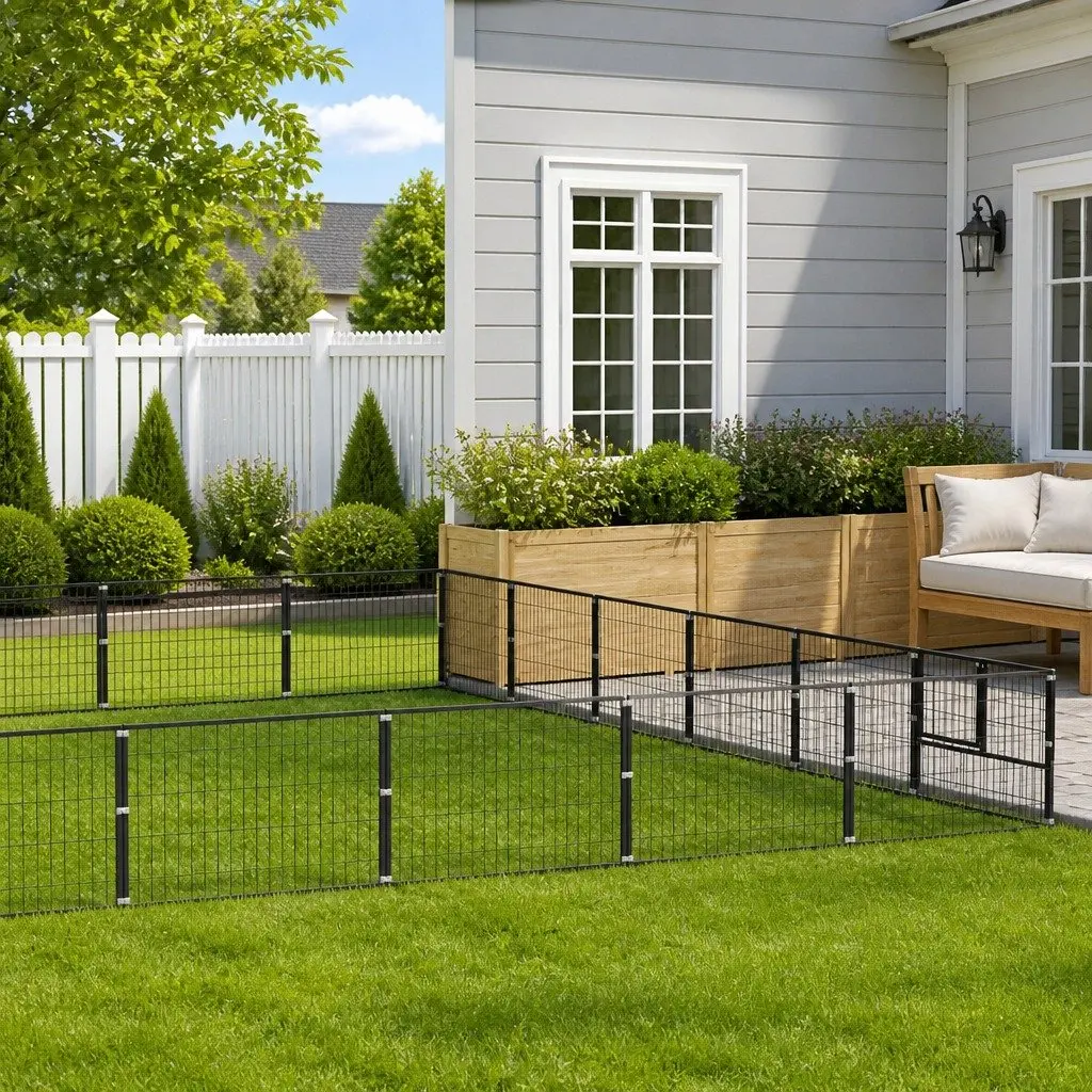 Dog Kennel Steel Wire Mesh 48m² Black