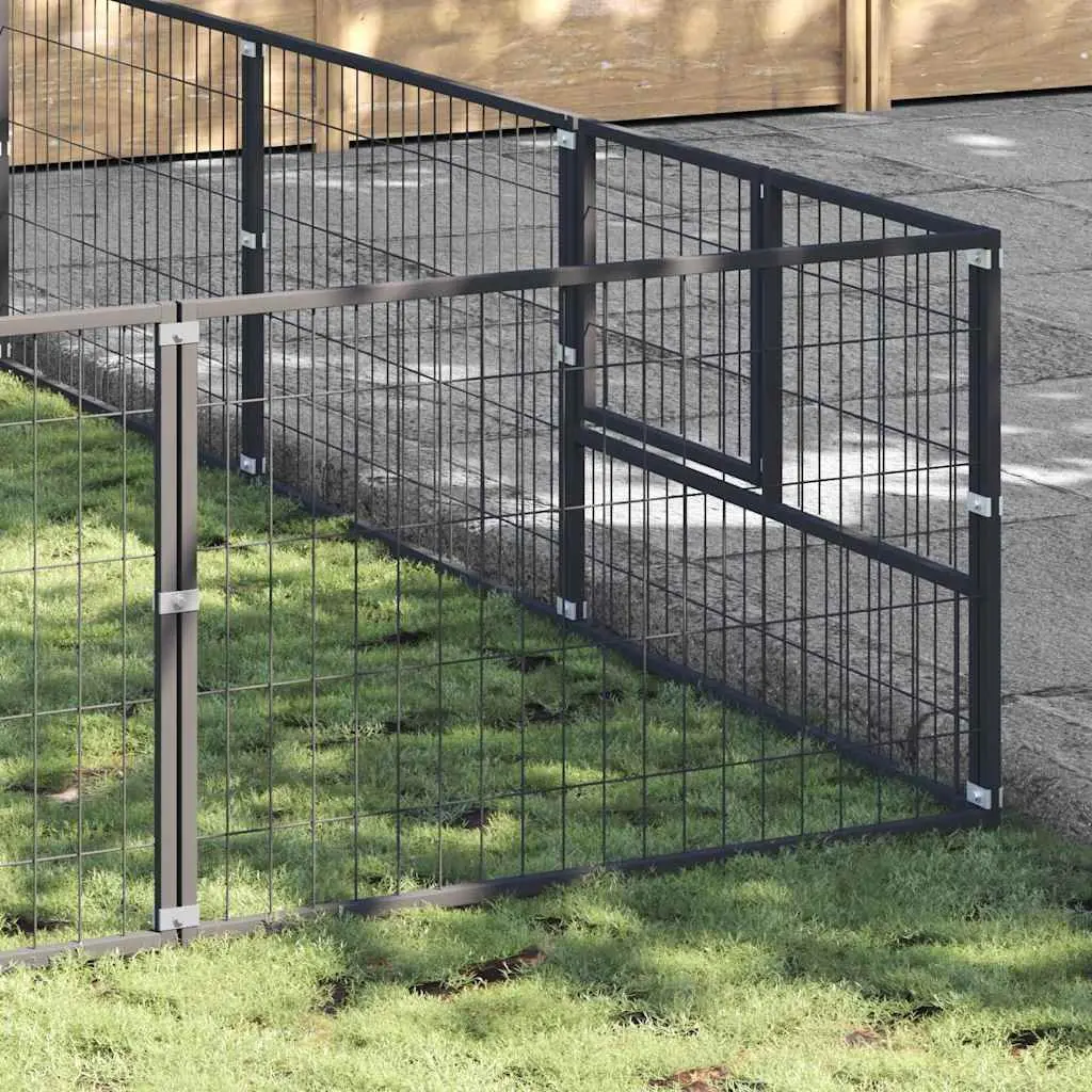 Dog Kennel Steel Wire Mesh 48m² Black